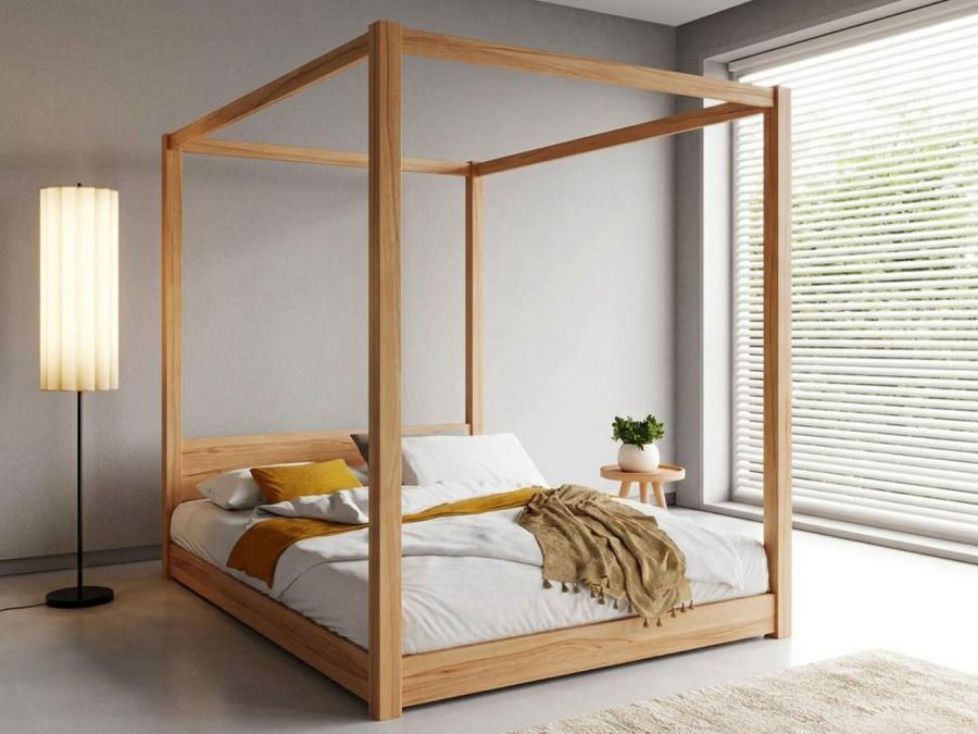 Low Four Poster Bed Beech
