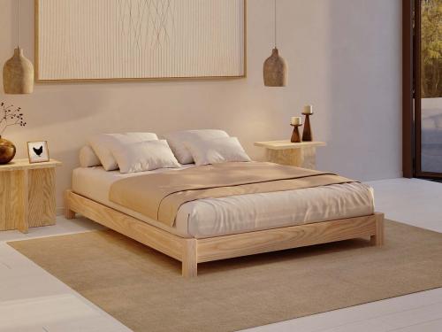 low platform bed in solid ash