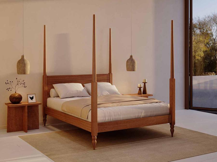 Sapele Moroccan Four Poster Canopy Wooden Bed By Get Laid Beds