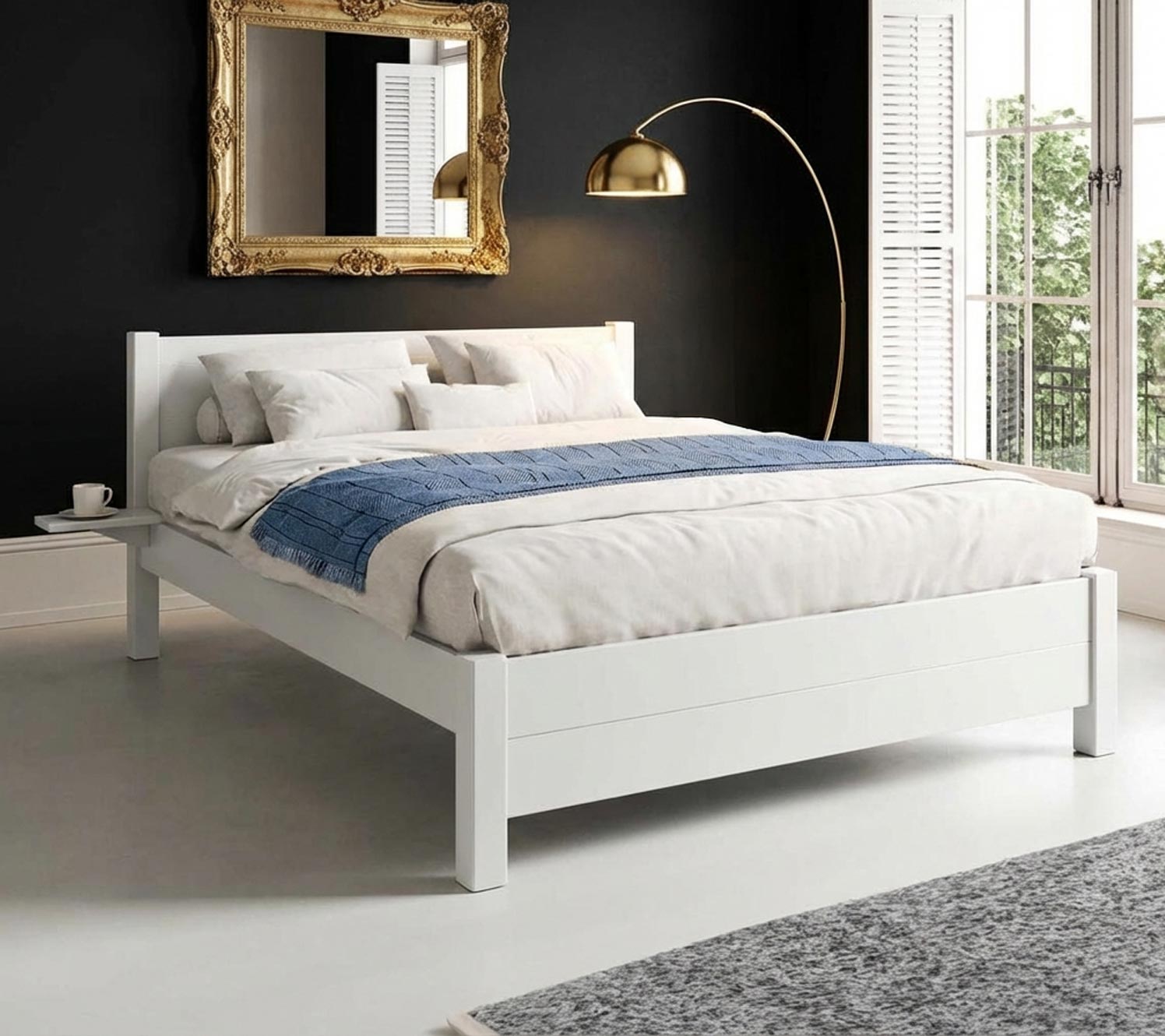 Acentos dorados en el diseño de dormitorios en negro y dorado